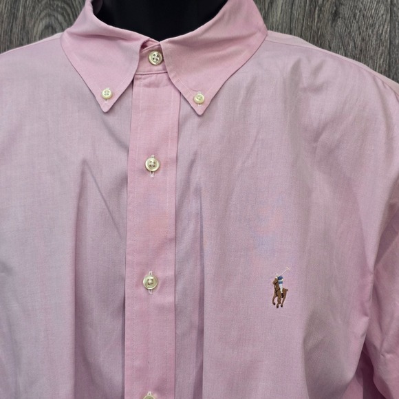 Polo Ralph Lauren Classic Fit Button Down Dress Shirt Pink Size 17.5 34/35 - Picture 1 of 16